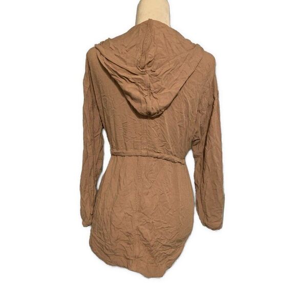 Love Tree Womens Solid Camel Brown Long Sleeve Rayon Jacket Medium - Picture 2 of 4